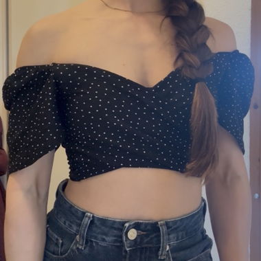 Top corto Miss Selfridge nero e bianco taglia 36