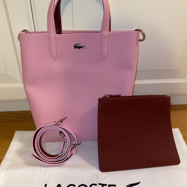 Borsa Lacoste reversibile rosa fushia e bordeaux 