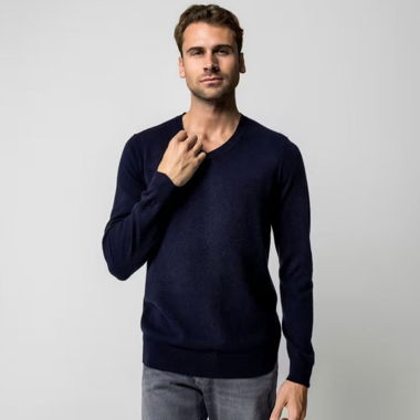Cashmere Sweater - V-Neck - Navy Blue - NEW!