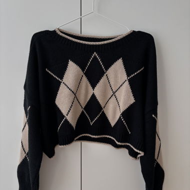 Stradivarius Argyle-Crop-Pullover