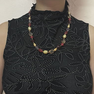 japanese vintage : collier avec perles aux tons chauds