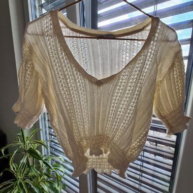 Top in maglia Zara con maniche a sbuffo S