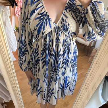 Abito plissettato H&M blu e bianco