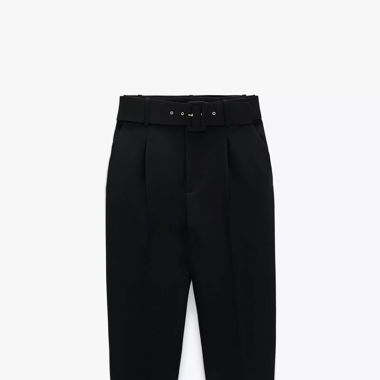 Zara Black Trousers with Lined Belt