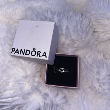 Pandora silver heart ring with stones
