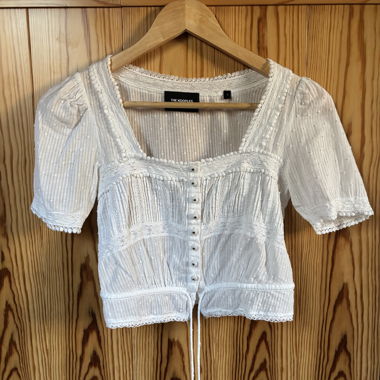 The Kooples, haut bohème chic blanc avec dentelle
