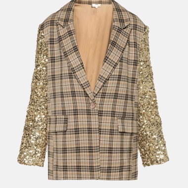Statement Blazer with Sequin Sleeves