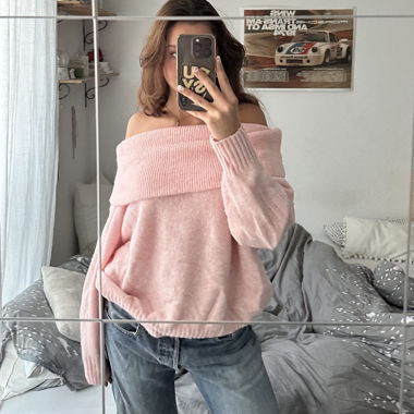 Pink off shoulder pullover