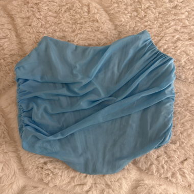 Corsetto senza spalline azzurro con ruches