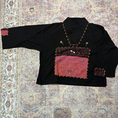 Black ethnic blouse with embroidery