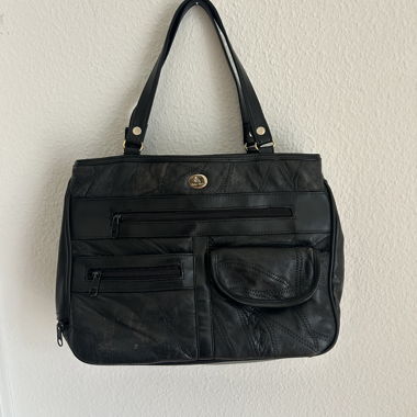 Sac cabas noir en cuir