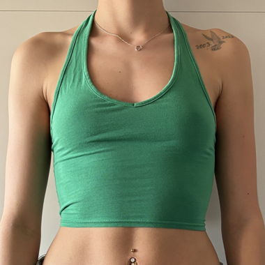 Green Backless Crop Top