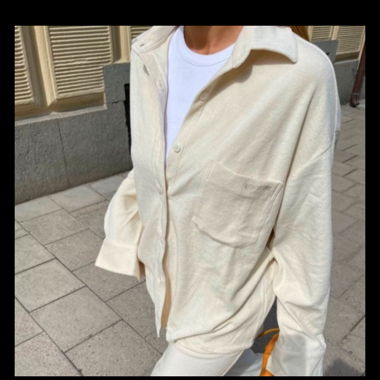 Djerf Avenue Terry On the Go Button Down Shirt