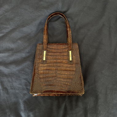 Vintage-Handtasche aus braunem Krokodilleder