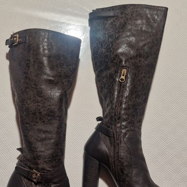 Bottes imitation cuir à talon Brun-foncé