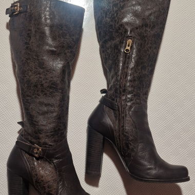 Bottes imitation cuir à talon Brun-foncé