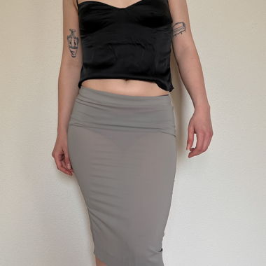 Armani Transparenter Seidenrock Grau Midi