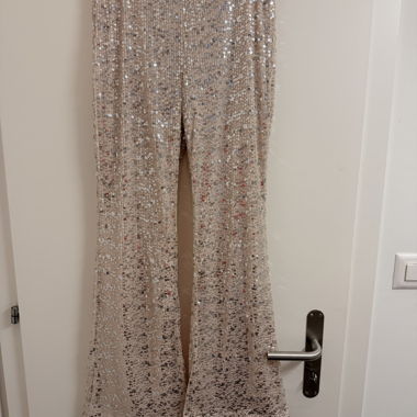 Beige Sequin Pants