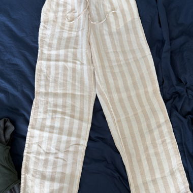 Pantalon en lin H&M beige à rayures