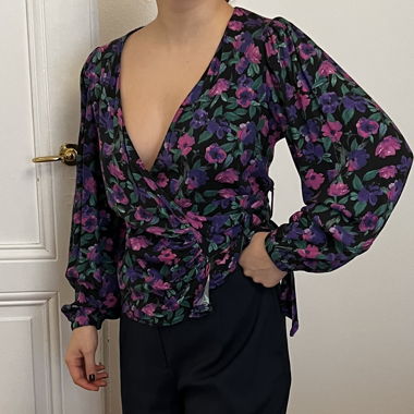Vintage-Bluse mit Blumenmuster