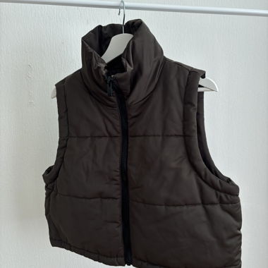 Gilet imbottito marrone senza maniche