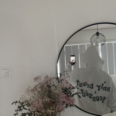 White hoodie with back print