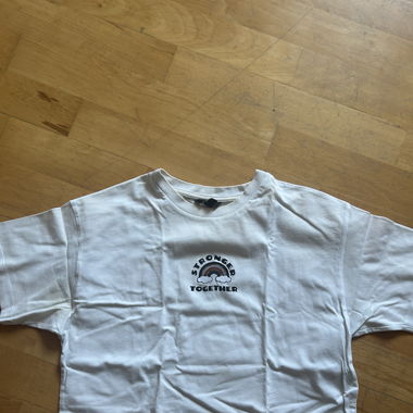 White rainbow embroidery crop top