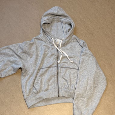 Sweat à capuche court gris BDG