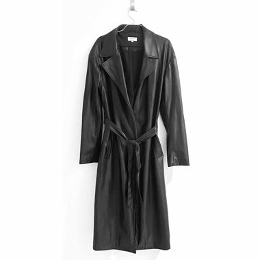 Manteau long en simili cuir noir LeGer