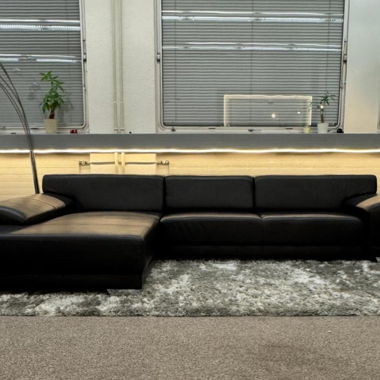 Sofa aus echtem Schafleder, schwarz