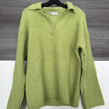 Zara Polopullover, grün, Grösse S