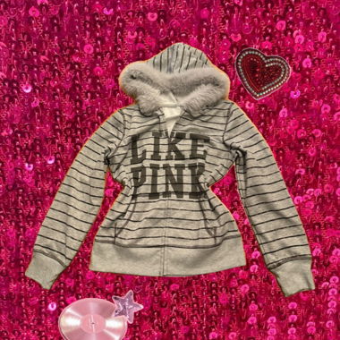 Gestreifte Kapuzenjacke LIKE PINK