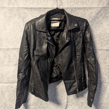 Black Faux Leather Jacket S