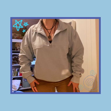 light blue sweatshirt