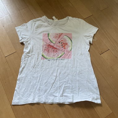 White T-Shirt with Watermelon Print