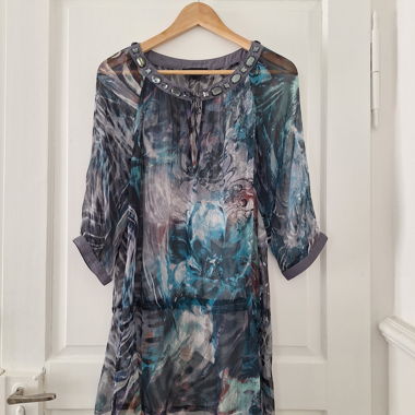 Elegant Silk Blouse Navy, Turquoise, Anthracite