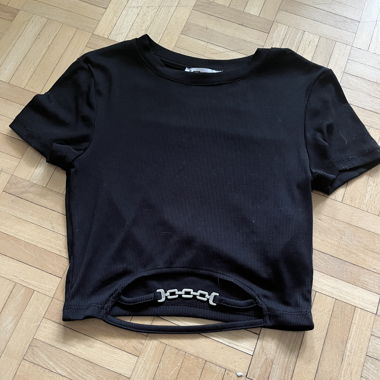 Schwarzes Ripp-Crop-Top