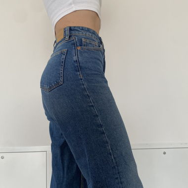 blue wide leg jeans