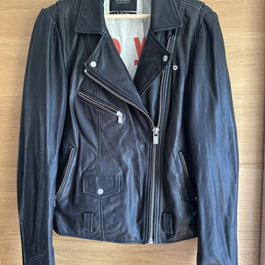 Veste en cuir noir Scotch and Soda style aviator 