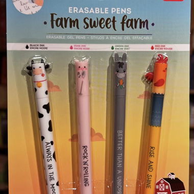 Set de 4 stylos gel effaçables Farm Sweet Farm