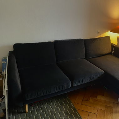 Schwarzes Samt Sofa