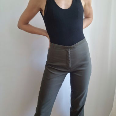 Pantaloni Cigarette Vintage Verde Oliva Senza Tempo GrM