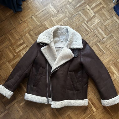 Giacca biker in pelle stile shearling