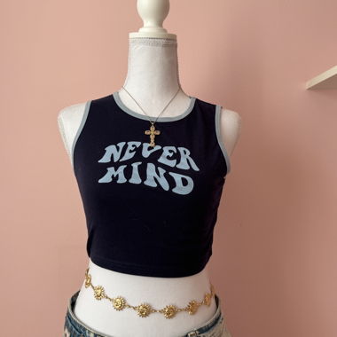 Kurzes Top blau "Never Mind"