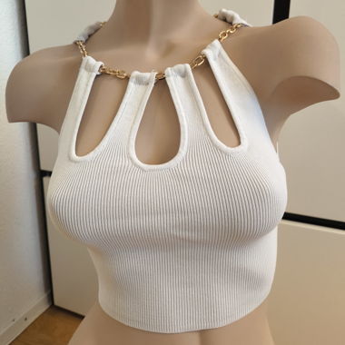White Cutout Top