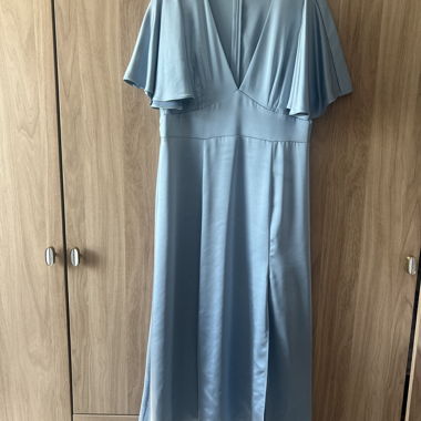 Ted Baker occasion blue dress flutter sleeves 