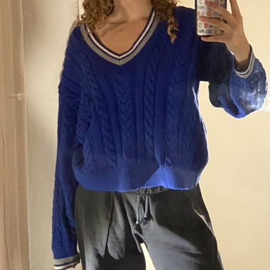 Gilet en maille bleu