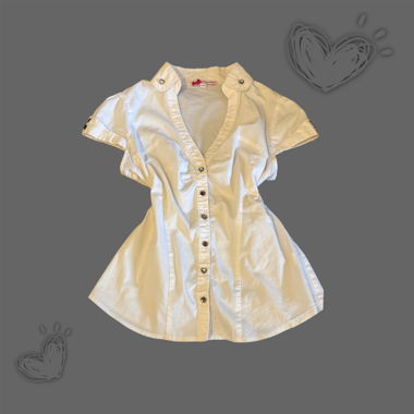 White Heart-Button Blouse