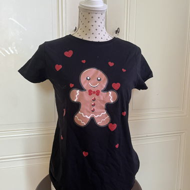 T-shirt de Noël noir pain d'epices