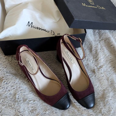 Massimo Dutti Burgundy Suede Heels